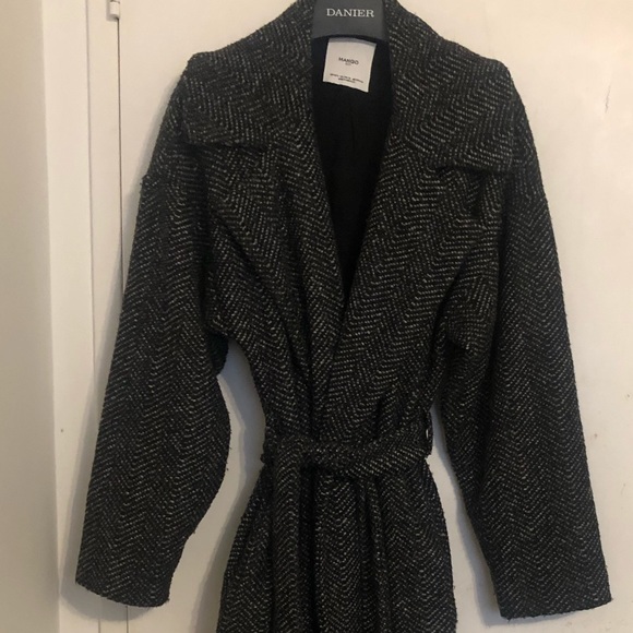 Mango Wool Herringbone Flecked Coat - Picture 4 of 6